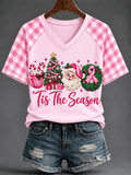 Women's Pink Christmas Print Top