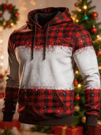 Men's Christmas Color-Block Print Hooded Sweatshirt