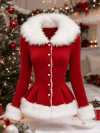 Lässige Damen-Weihnachtsjacke mit Farbblock-Patchwork