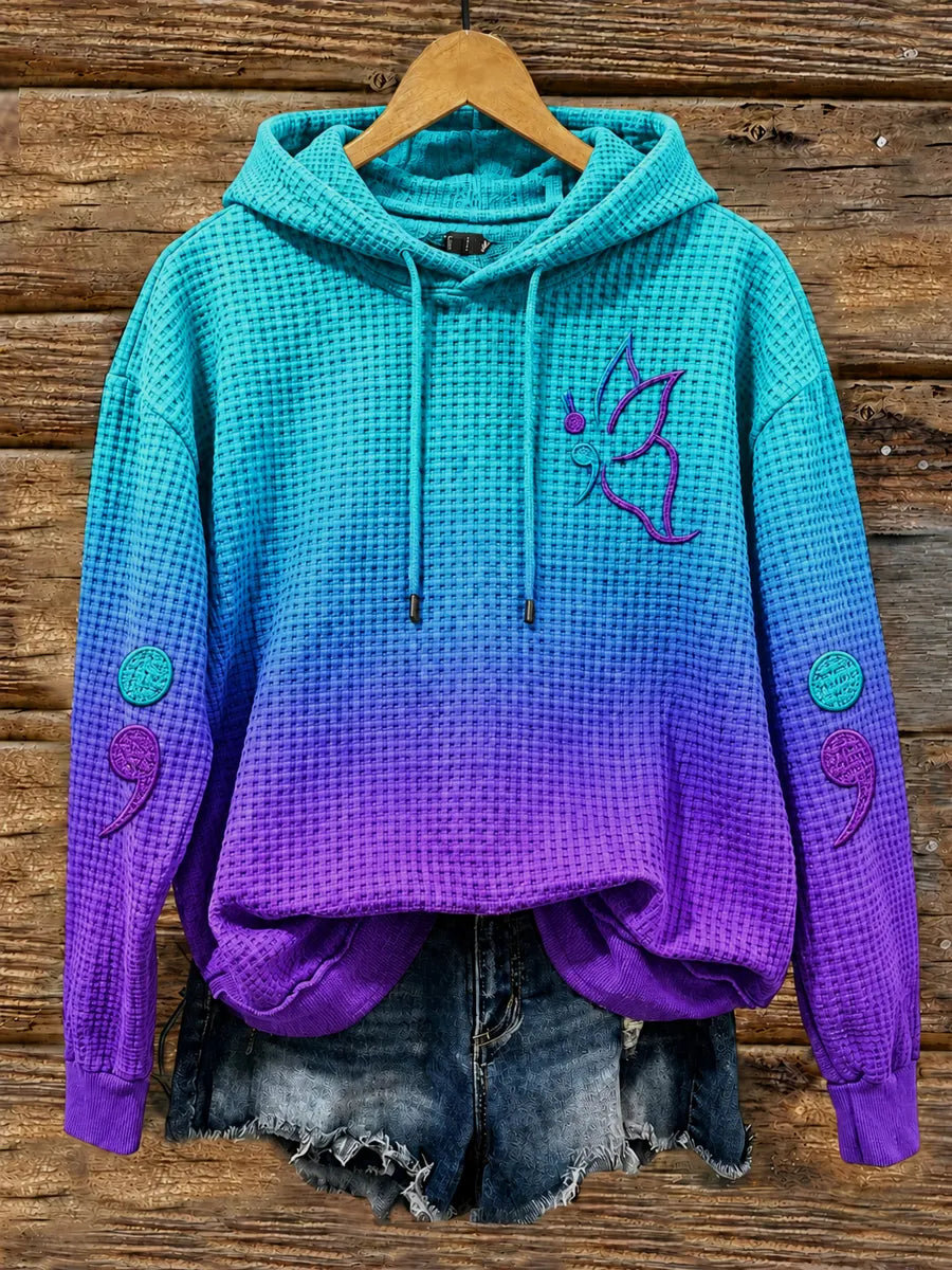 Women's Suicide Prevention Awareness Month Waffle-Knit Hoodie