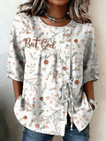 Women's Retro Faith Floral Print Top