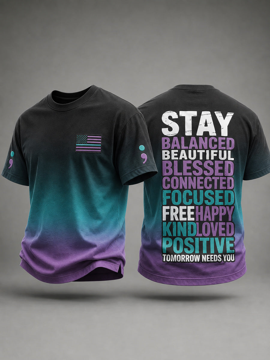Men’s Suicide Prevention Awareness Printed T-Shirt