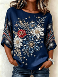 Patriotic Retro Pattern Print Comfortable Cotton And Linen T-Shirt