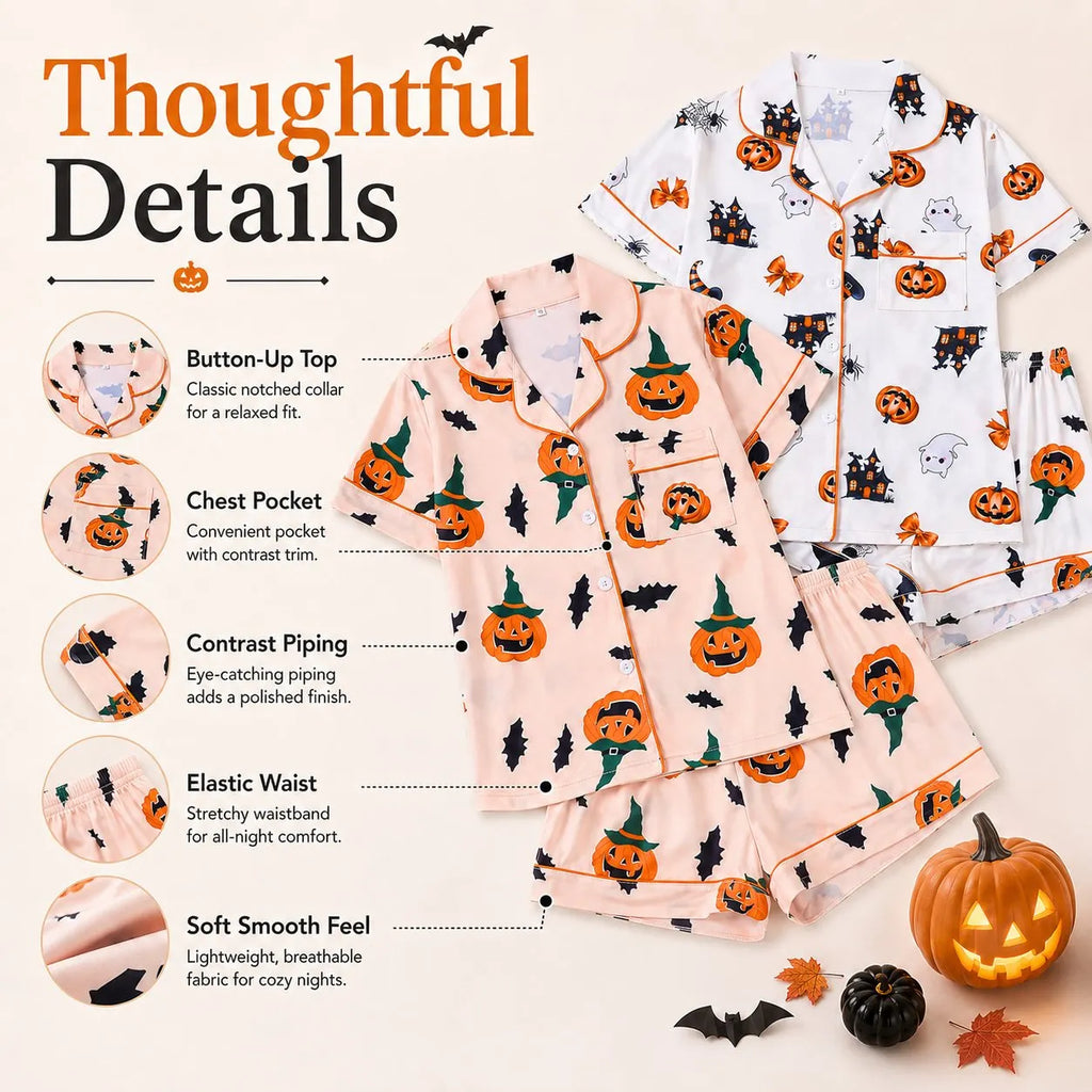 🎃 Women’s Halloween Pajama Set — Silky-Soft, Cute & Spooky-Cozy 👻