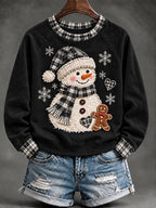 Damen-Sweatshirt mit rosa Schneemann-Weihnachtsmotiv