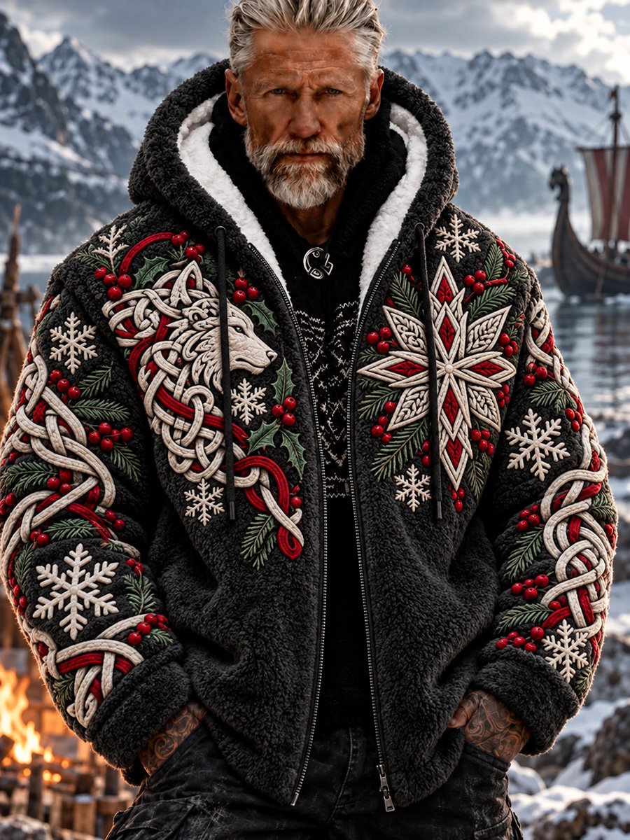 Men's Nordic Viking Christmas Flannel Jacket