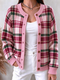 Women'S Christmas Plaid Knitted Cardigan