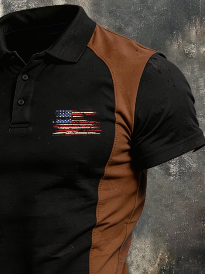 Men's Retro Color Block Patriot Polo Shirt