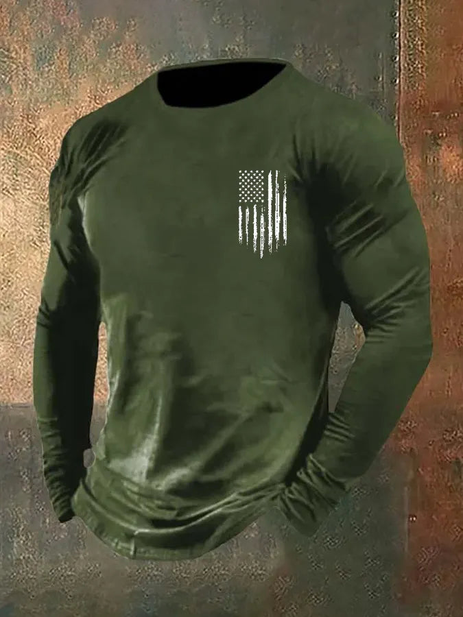 Men's Vintage Veterans Day Print Long Sleeve T-Shirt