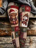 Ladies' Christmas Highland Cow Pattern Casual Leggings