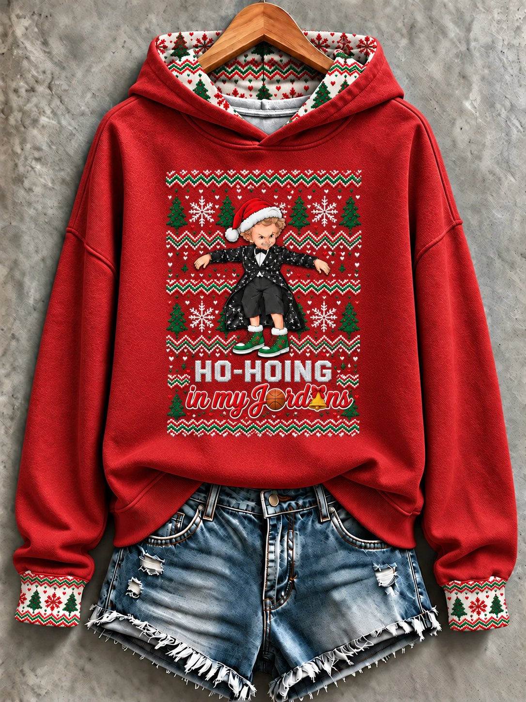 Lustiges, lässiges Damen-Weihnachts-Sweatshirt mit langen Ärmeln und Print