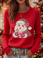 Women'S Christmas Lace Kitten Print Casual Top