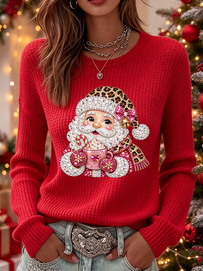 Women'S Christmas Lace Kitten Print Casual Top