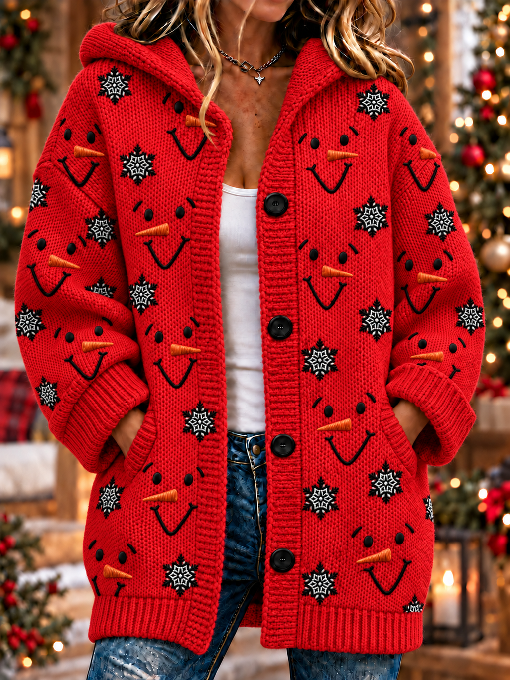 Women'S Christmas Print Casual Cardigan