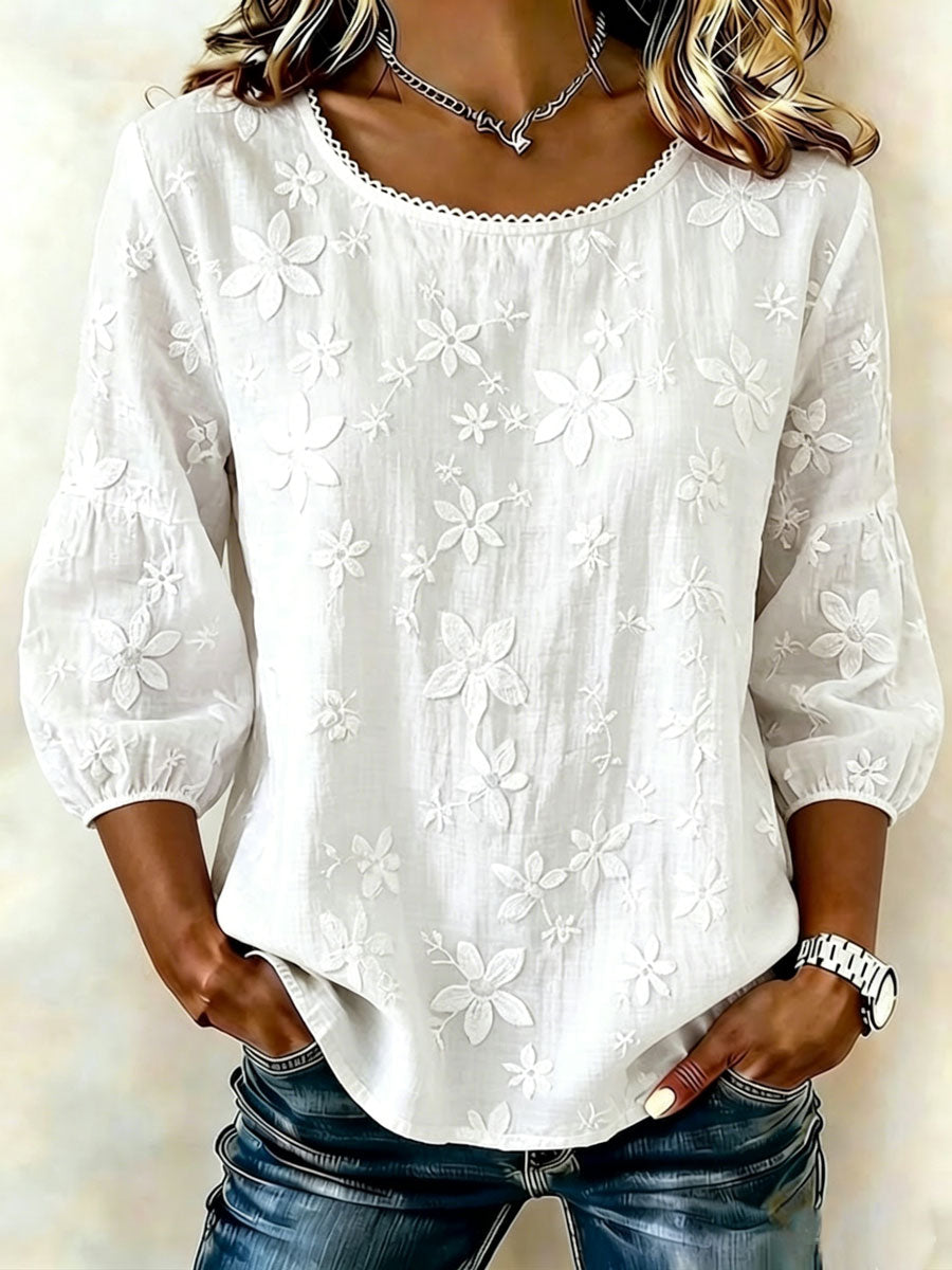 Women'S Cotton And Linen Printed Top