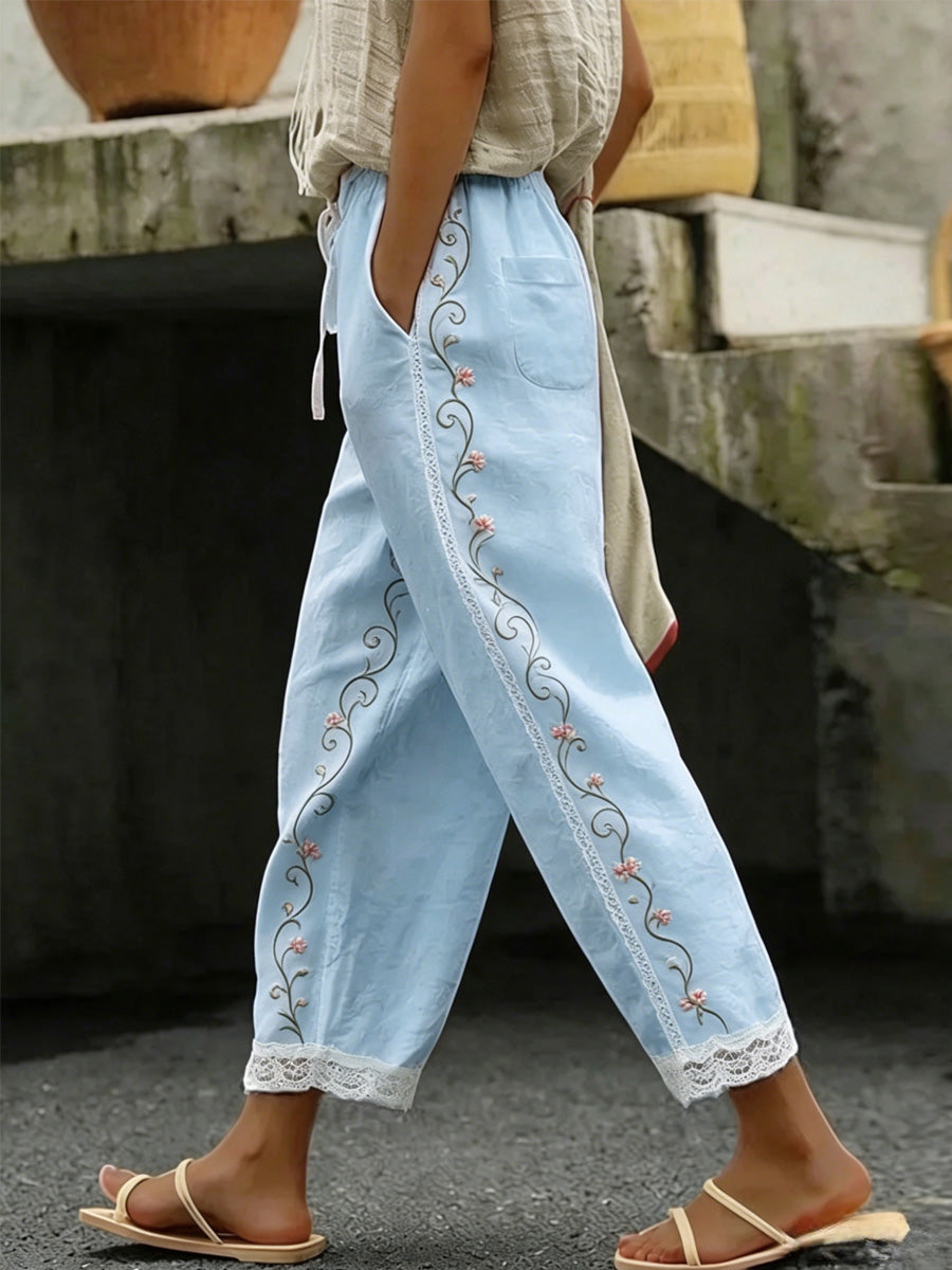 Women's Casual Floral Print Trousers