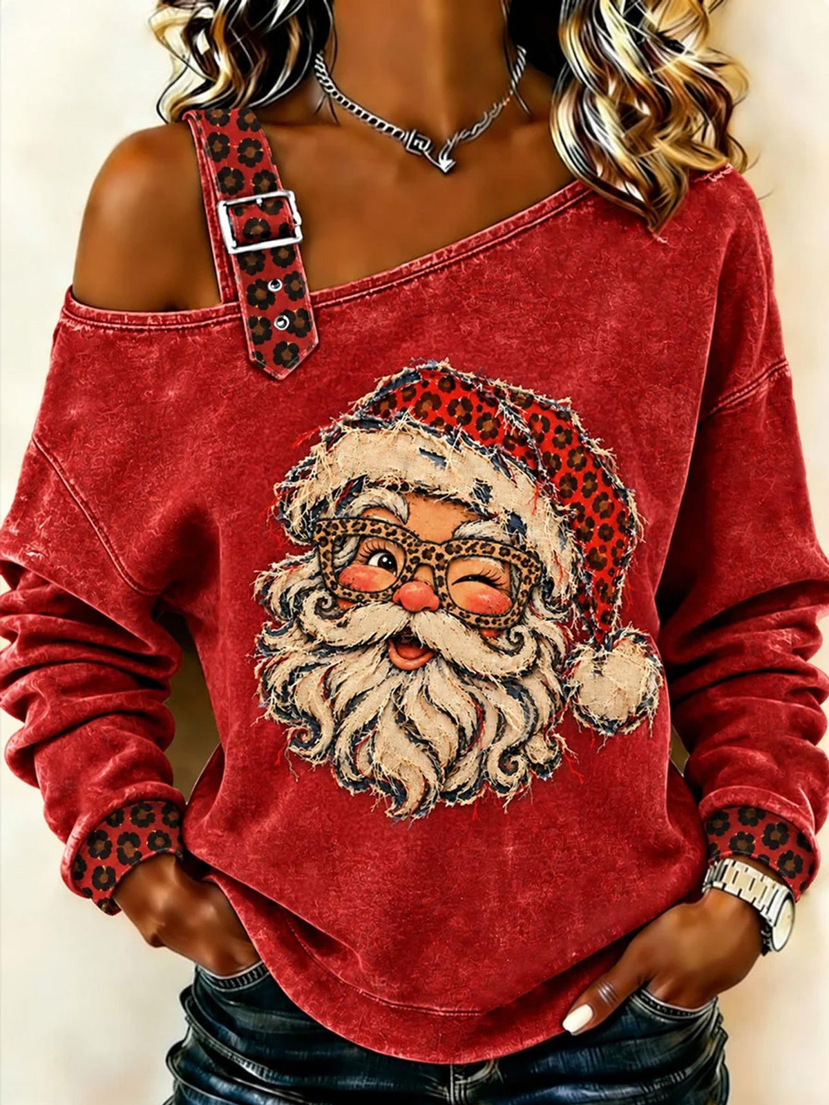 Lässiges Damen-Top mit Weihnachtsmuster
