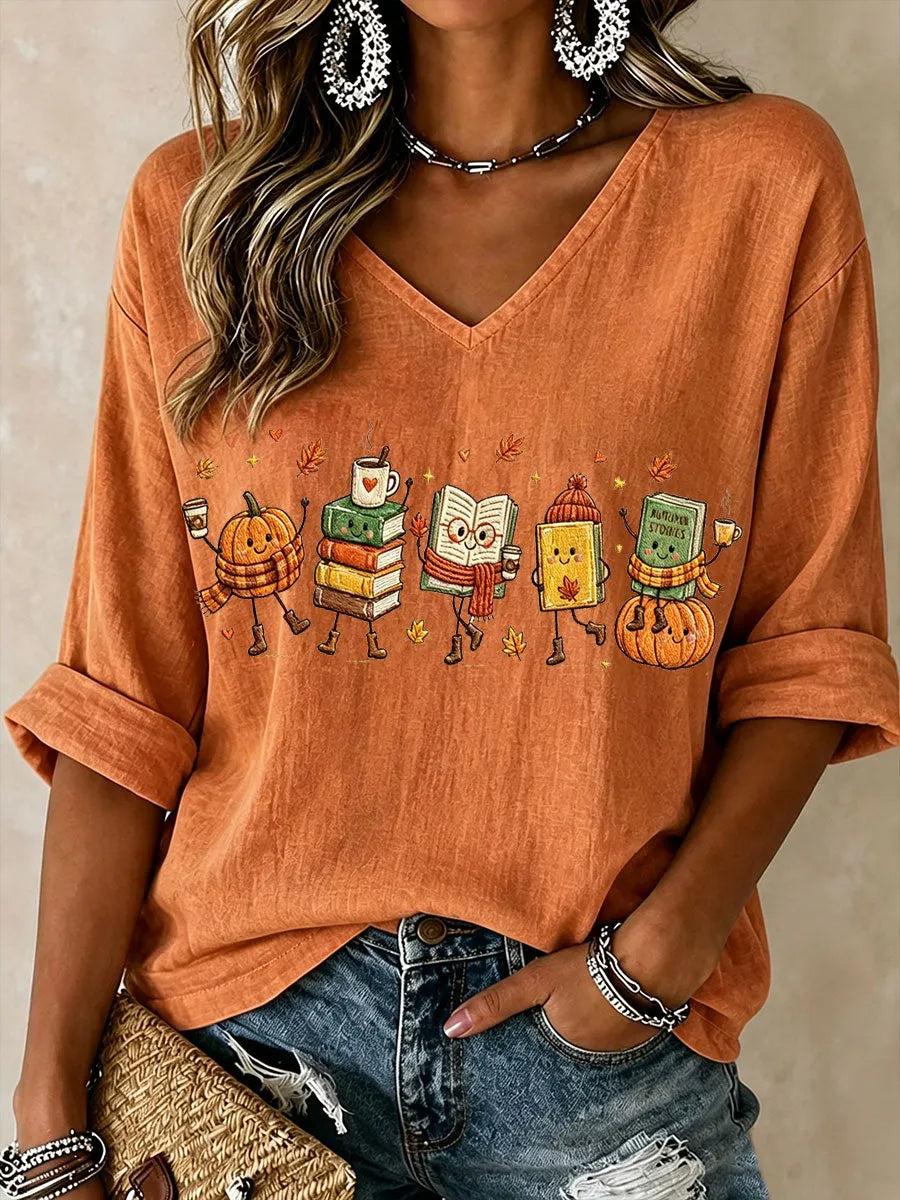 Women's Fall Linen Short-sleeved T-shirt