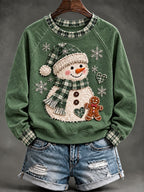 Damen-Sweatshirt mit rosa Schneemann-Weihnachtsmotiv