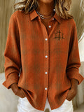 Women'S Casual Faith Autumn Plaid Print Lapel Long Sleeved Shirt
