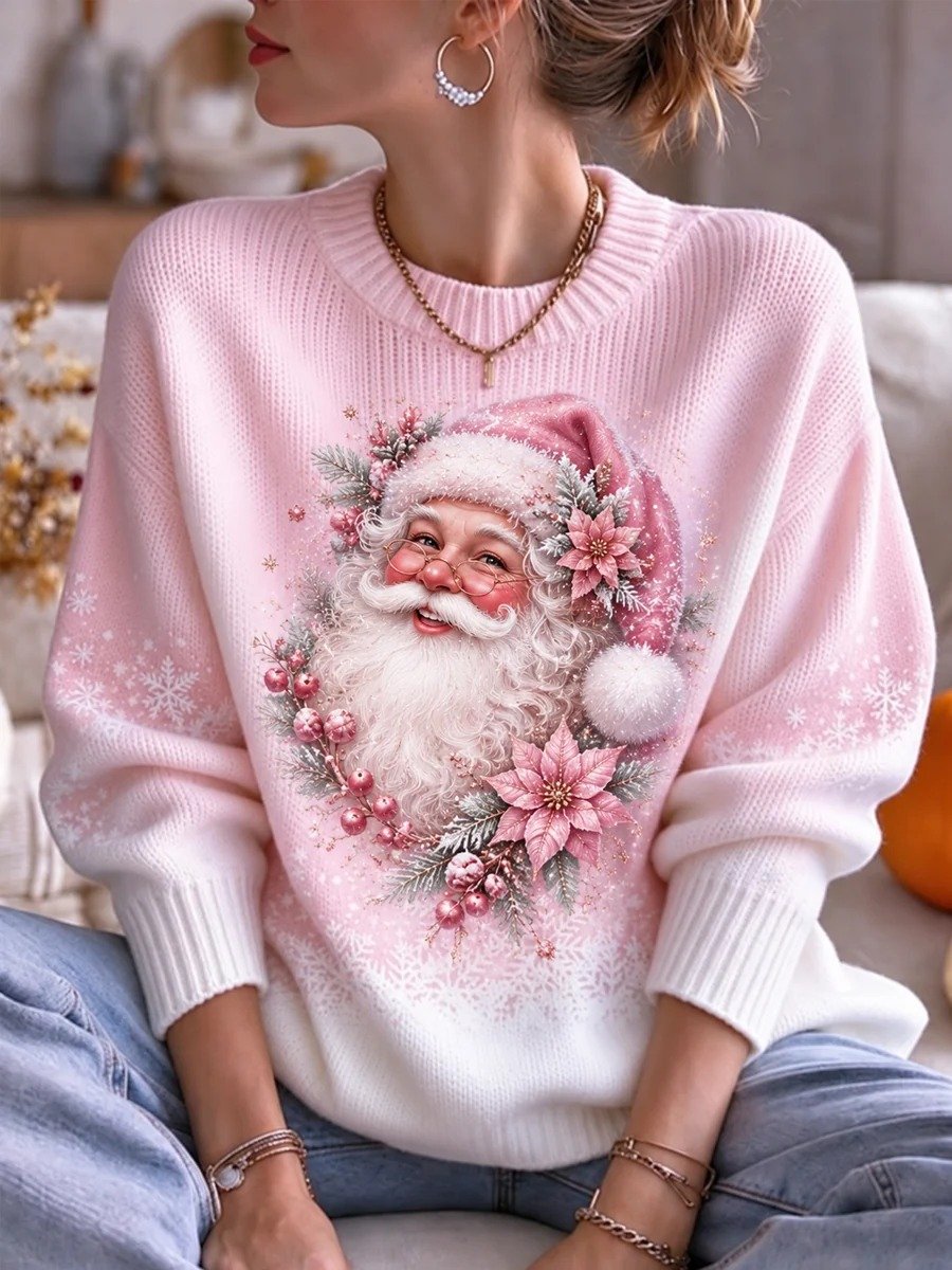 Women's Christmas Print Casual Knit Top