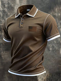 Men's Retro Patriotic Color-Block Short-Sleeve Polo Shirt