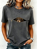 Women's Cute Dog Print Casual T-shirt