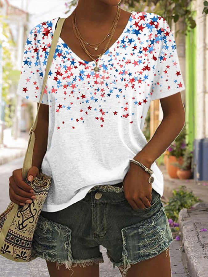 Women's Vintage Flag  Print T-shirt