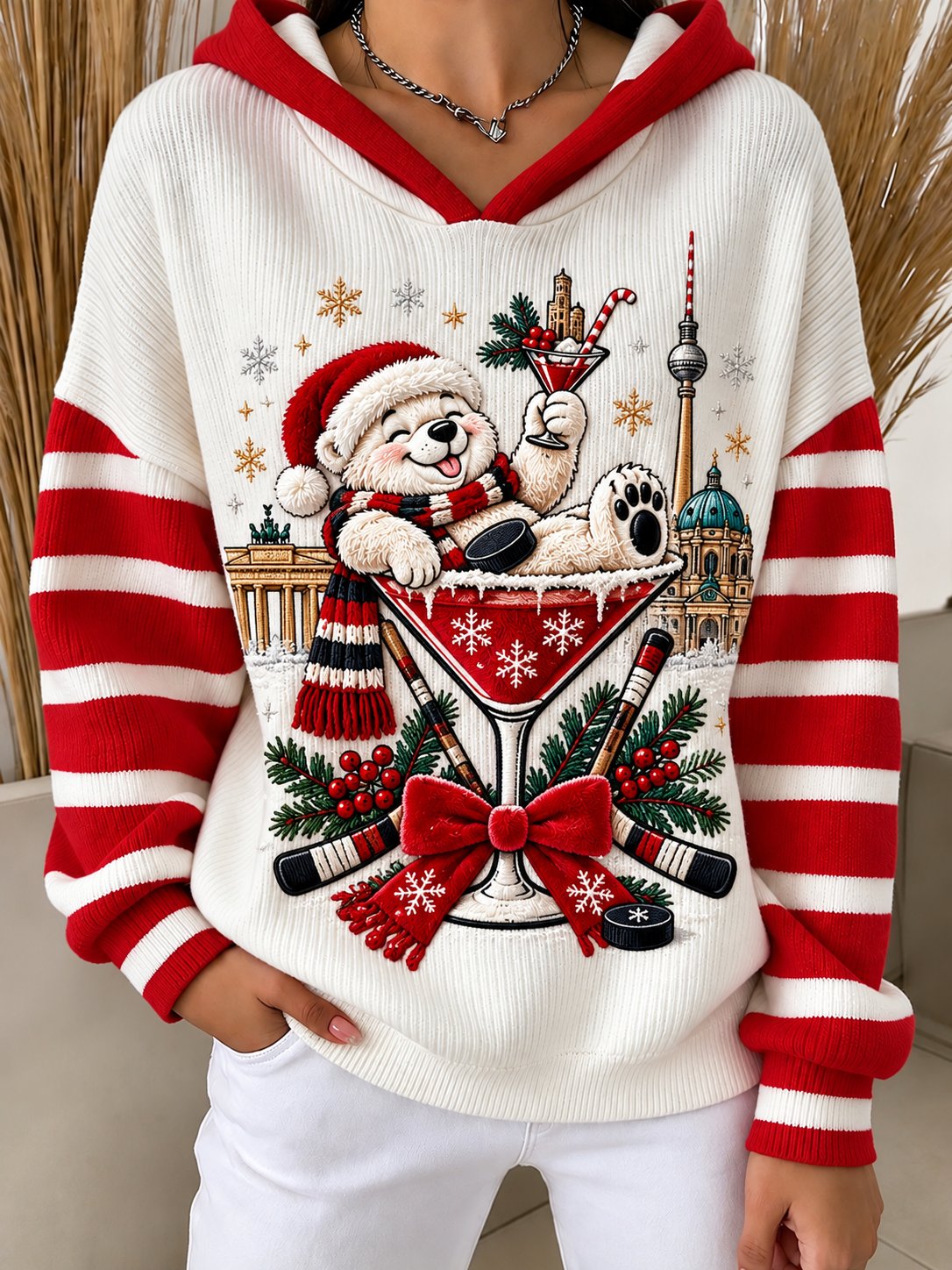 Women's Ice Hockey Casual Long-Sleeve Printed Sweatshirt