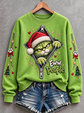 Women's Christmas Fun Cat Pattern Casual Sweatshirt