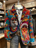 Men's Retro Christmas Art Print Casual Blazer
