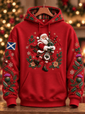 Herren-Kapuzenpullover mit schottischem Weihnachtsmotiv und Taschen
