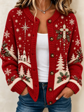 Women's Casual Printed Knit Cardigan
