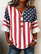 Women'S Casual Printed Independence Day Top