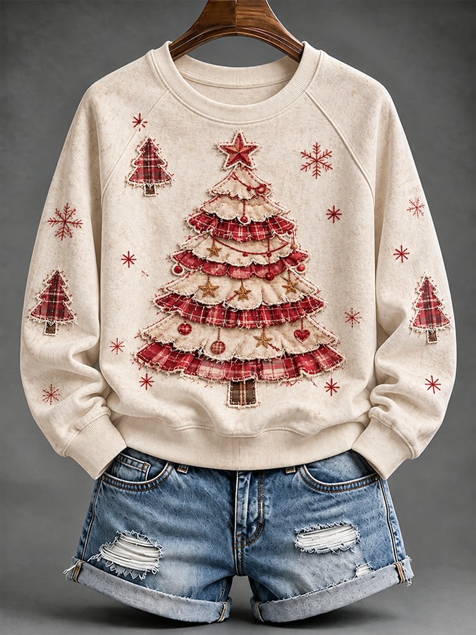 Women's Casual Christmas Print Long-Sleeved Sweatshirt