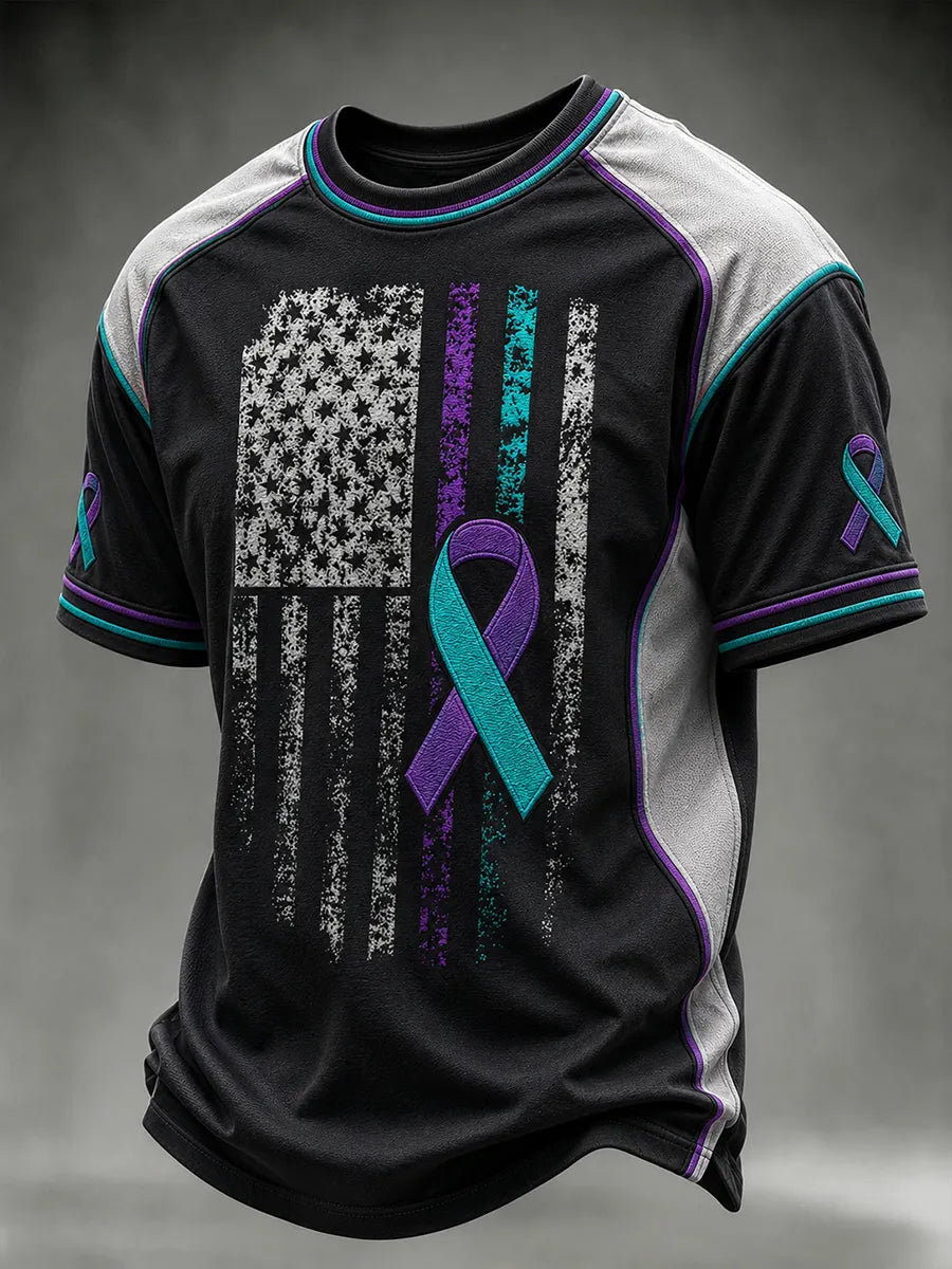 Men's Suicide Prevention Awareness Art Print Casual T-Shirt