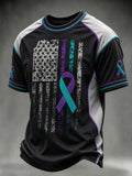 Men's Suicide Prevention Awareness Art Print Casual T-Shirt