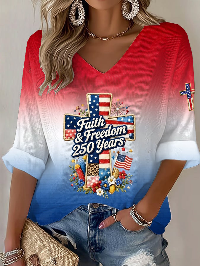Women's American 250th Anniversary Faith & Freedom  Top