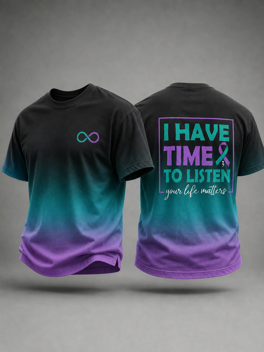Men’s Suicide Prevention Awareness Printed T-Shirt