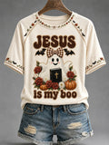 Women's Jesus Is My Boo Print Casual Tee