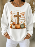Women'S Autumn Faith Printed Knitted Round Neck Hoodie