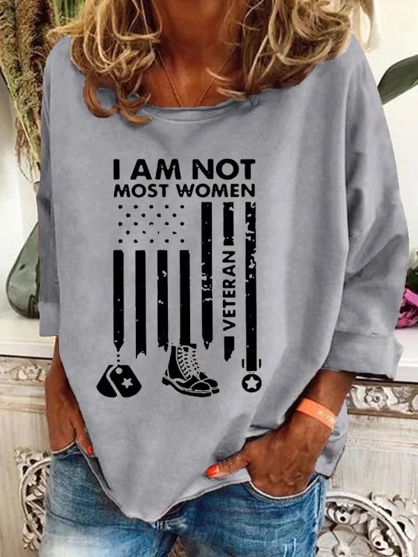 Women's I'M Not Most Women Veteran Print Casual Long Sleeve T-Shirt