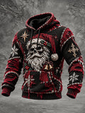 Men's Retro Christmas Printed Casual Hoodie