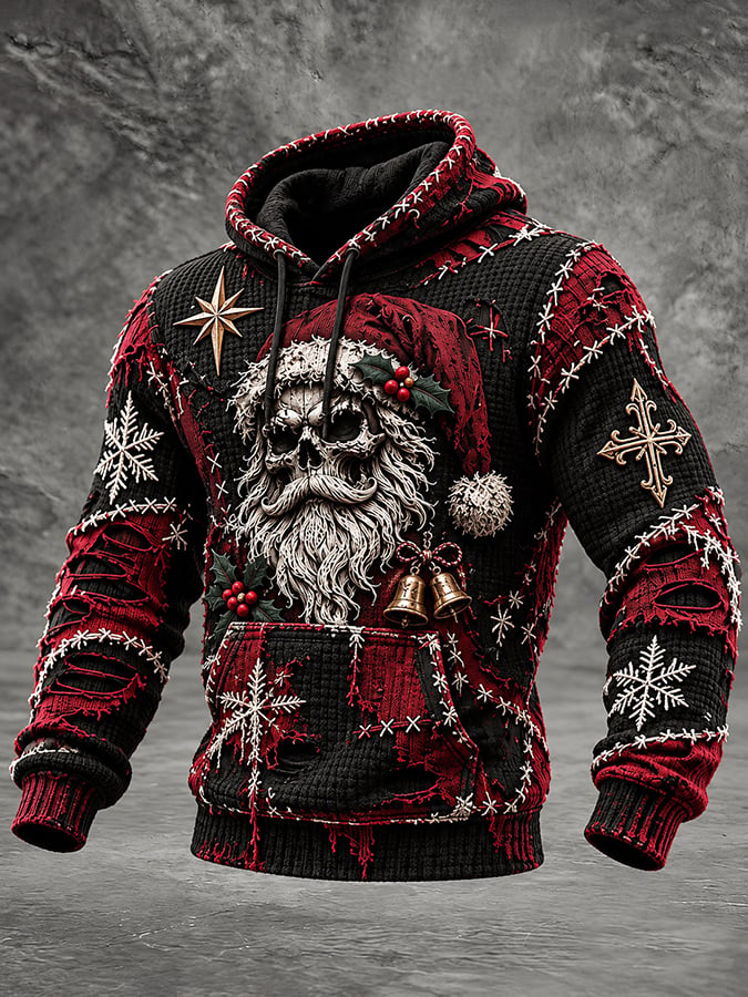 Men's Retro Christmas Printed Casual Hoodie