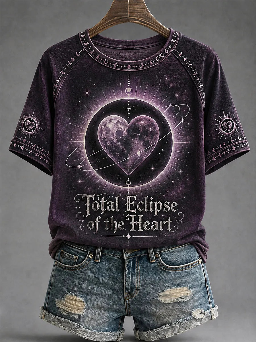 Women's Total Eclipse Of The Heart Print Casual Tee