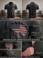 Men's Vintage 100% Cotton Washed & Distressed American Flag Zip-Up T-Shirt