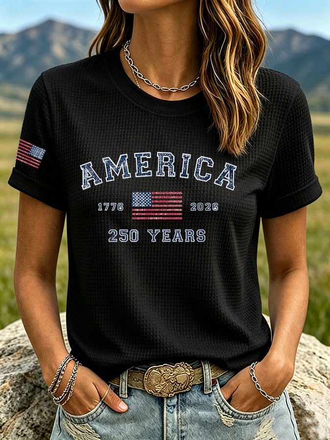 Women's United States 250TH Anniversary Print Waffle T-shirt