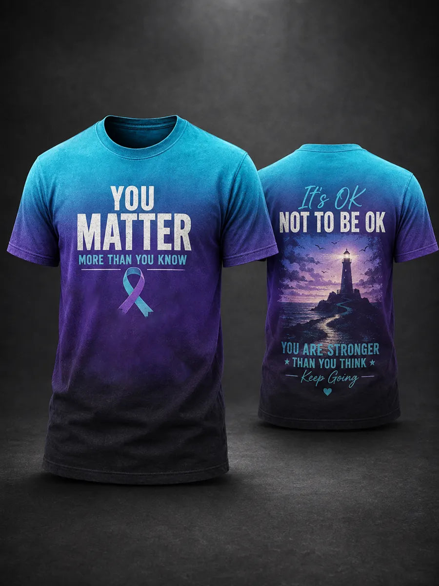 Men’s Suicide Prevention Awareness Printed T-Shirt