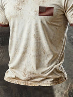 Men's Retro Patriotic Color-Block V-Neck Short-Sleeve T-Shirt