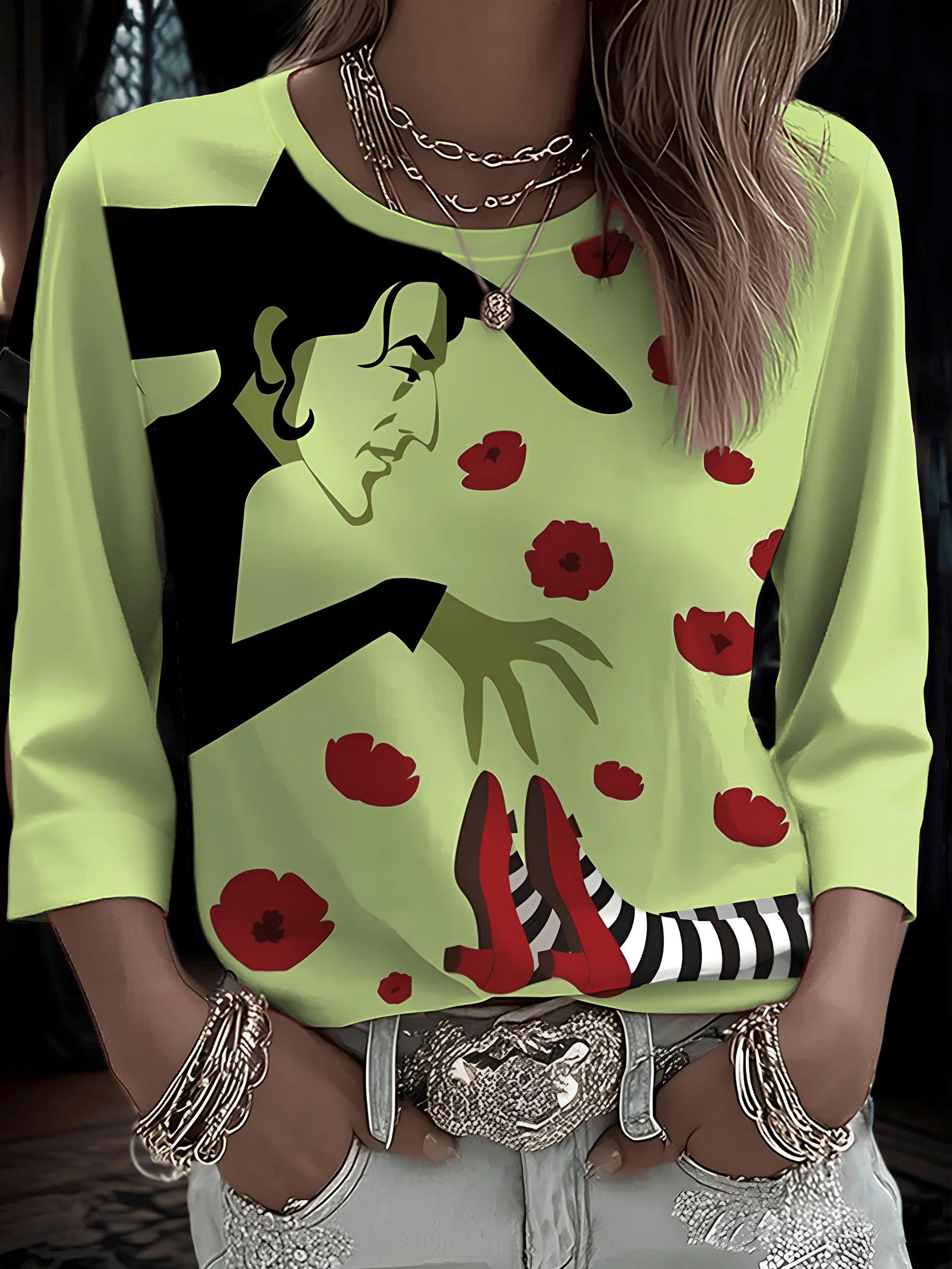 Women's Halloween Witch Printed T-Shirt
